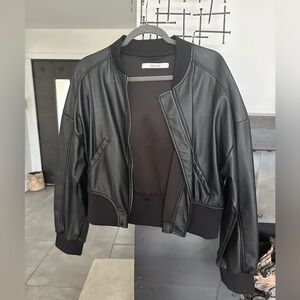 Vegan leather bomber jacket - no size listed, fits like m